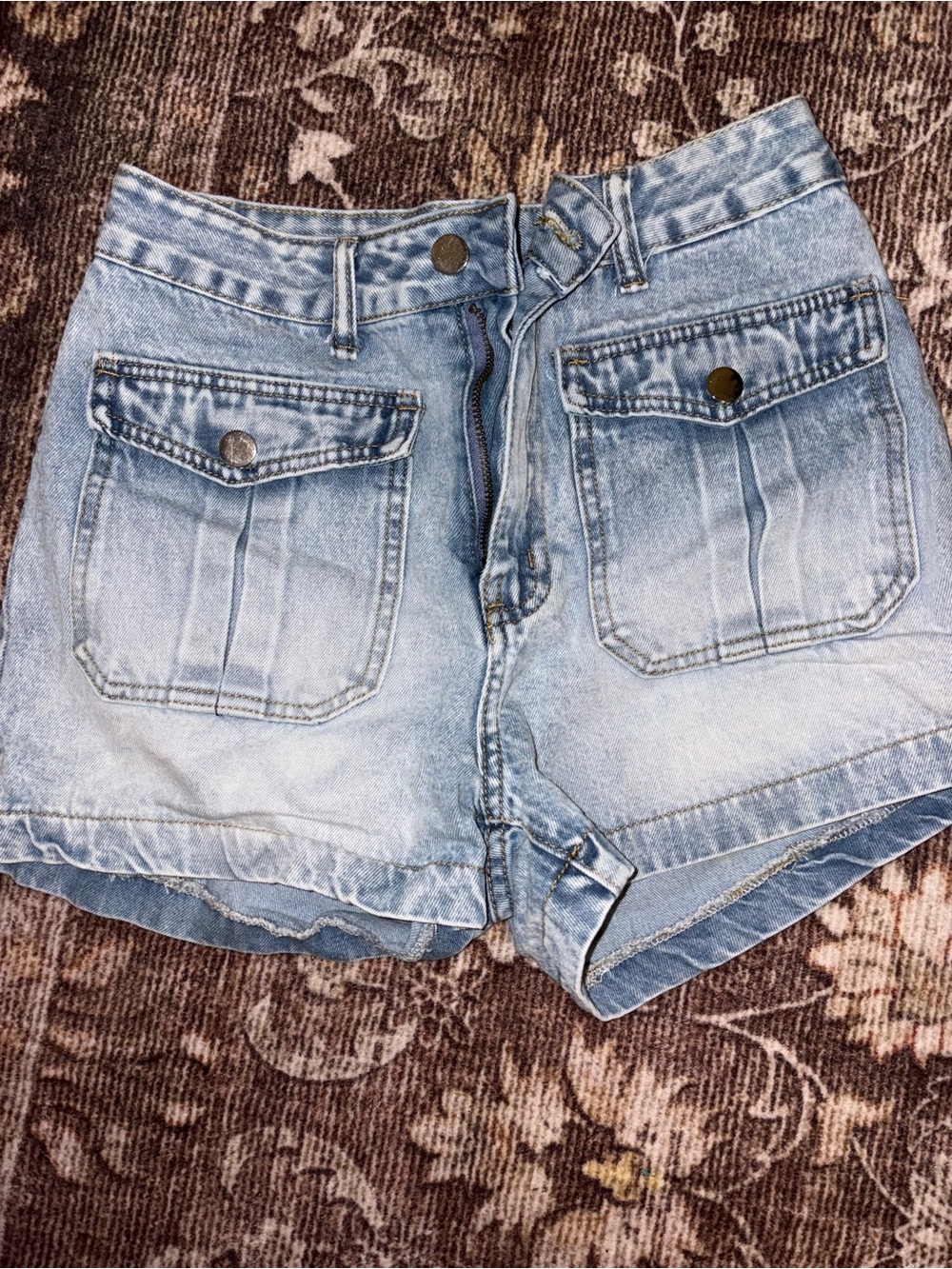 SHEIN Light Blue High-Rise Denim Shorts